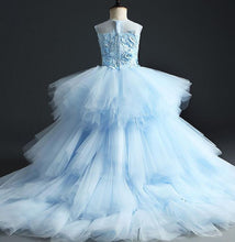 Load image into Gallery viewer, Flower Girl Dress For Wedding - Appliques Blue Tulle