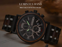 Load image into Gallery viewer, BOBO BIRD Top Brand Luxury Chronograph Military Quartz Wood Watch