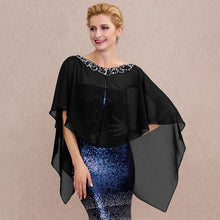 Load image into Gallery viewer, A Touch of Shimmer Chiffon Shawl Evening Cover up- Bridal Shawl-Cape