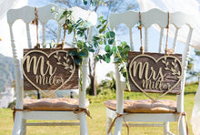 Load image into Gallery viewer, Custom Personalized Mr And Mrs Chair Signs For Wedding Reception Rustic Table Decor-Photo Props