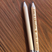 Load image into Gallery viewer, Laser Engraved Personalized Rustic Pencils for Weddings or Showers - Bridal or Baby