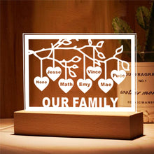 Load image into Gallery viewer, Personalized Family Tree Sign with LED USB Acrylic Night Light - Custom Laser Engraved