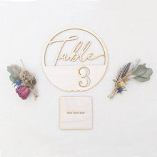 Load image into Gallery viewer, Rustic Wooden Table Numbers With Holder - Acrylic Silver and Gold Finish Available