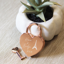 Load image into Gallery viewer, Custom Engraved Heart Shape Padlock with Key-Wedding Keepsake-Gift