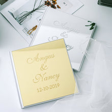 Load image into Gallery viewer, Personalized Fancy Acrylic Mirror Look Guest Book in Gold or Silver