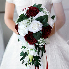 Load image into Gallery viewer, Wedding Artificial Hand Tied Rose Bride Bouquet - Cascade Style