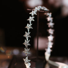 Load image into Gallery viewer, Crystal Star Tiara Headband with Rhinestones and Ribbon-Bridal or Quinceanera Headpiece
