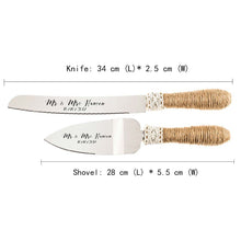 Load image into Gallery viewer, Personalized Rustic Look Wedding Cake Server Set for Wedding Day