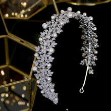 Load image into Gallery viewer, Vintage Romantic Tiara-Pearl and Silver Hair Band-Wedding Hair Accessory