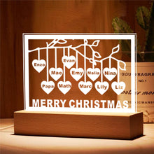 Load image into Gallery viewer, Personalized Family Tree Sign with LED USB Acrylic Night Light - Custom Laser Engraved