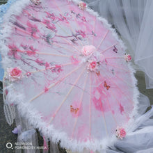 Load image into Gallery viewer, Feathers Flower and Tassel Decorative Bridal Shower Parasol-Umbrella