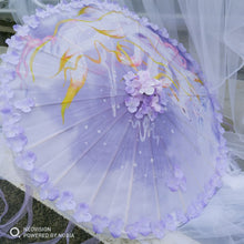 Load image into Gallery viewer, Feathers Flower and Tassel Decorative Bridal Shower Parasol-Umbrella