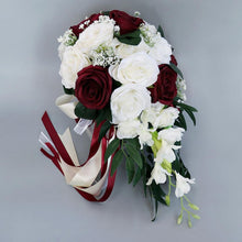 Load image into Gallery viewer, Wedding Artificial Hand Tied Rose Bride Bouquet - Cascade Style
