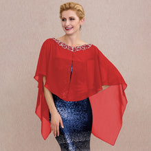 Load image into Gallery viewer, A Touch of Shimmer Chiffon Shawl Evening Cover up- Bridal Shawl-Cape