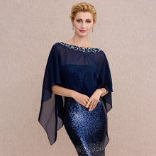 Load image into Gallery viewer, A Touch of Shimmer Chiffon Shawl Evening Cover up- Bridal Shawl-Cape