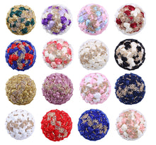 Load image into Gallery viewer, Small Size Glamour and Sparkle Bridesmaids Wedding Bouquets -Exquisite Rhinestones-Silk Ribbon Roses and Jewelry Accents