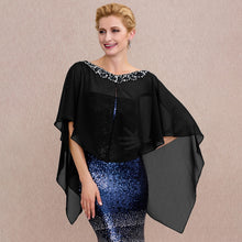 Load image into Gallery viewer, A Touch of Shimmer Chiffon Shawl Evening Cover up- Bridal Shawl-Cape