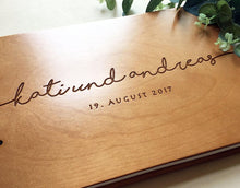 Load image into Gallery viewer, Rustic Wedding Guest Book - Personalized Wood with Custom Monogram or Names and Date