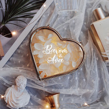 Load image into Gallery viewer, Custom Glass Heart-Shaped Jewelry Box or Wedding Ring Box