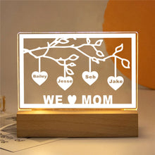 Load image into Gallery viewer, Personalized Family Tree Sign with LED USB Acrylic Night Light - Custom Laser Engraved