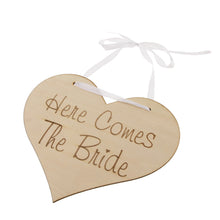 Load image into Gallery viewer, Here Comes The Bride Wood Sign for Ring Boy or Flower Girl