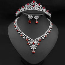 Load image into Gallery viewer, Fashion Floral Motif Tiara-Crown Necklace and Earring Set for Bride or Mis Quince