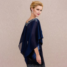 Load image into Gallery viewer, A Touch of Shimmer Chiffon Shawl Evening Cover up- Bridal Shawl-Cape
