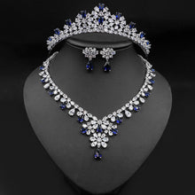 Load image into Gallery viewer, Fashion Floral Motif Tiara-Crown Necklace and Earring Set for Bride or Mis Quince