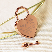 Load image into Gallery viewer, Custom Engraved Heart Shape Padlock with Key-Wedding Keepsake-Gift
