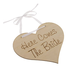 Load image into Gallery viewer, Here Comes The Bride Wood Sign for Ring Boy or Flower Girl