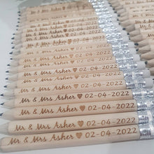 Load image into Gallery viewer, Laser Engraved Personalized Rustic Pencils for Weddings or Showers - Bridal or Baby