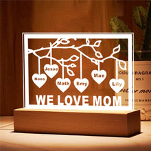 Load image into Gallery viewer, Personalized Family Tree Sign with LED USB Acrylic Night Light - Custom Laser Engraved