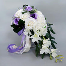 Load image into Gallery viewer, Wedding Artificial Hand Tied Rose Bride Bouquet - Cascade Style