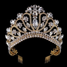 Load image into Gallery viewer, Her Royal Tiara-Rhinestone Headpiece with Comb for Wedding - Beauty Pageant Crown - Prom - Quinceanera