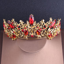 Load image into Gallery viewer, Rose Ruby Red Vintage Rhinestone Tiara and Jewelry Set