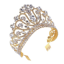 Load image into Gallery viewer, Her Royal Tiara-Rhinestone Headpiece with Comb for Wedding - Beauty Pageant Crown - Prom - Quinceanera