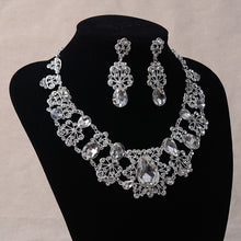 Load image into Gallery viewer, Lace Pattern Silver Rhinestone Evening Jewelry Set - Bridal or Quinceanera Jewelry