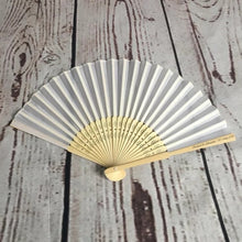 Load image into Gallery viewer, One Lot of 50 pieces - Personalized Sandalwood Folding Silk Hand Fans with organza bag-Favor for Wedding or Mis Quince