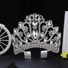 Load image into Gallery viewer, Her Royal Tiara-Rhinestone Headpiece with Comb for Wedding - Beauty Pageant Crown - Prom - Quinceanera