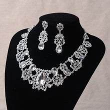 Load image into Gallery viewer, Lace Pattern Silver Rhinestone Evening Jewelry Set - Bridal or Quinceanera Jewelry