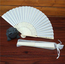 Load image into Gallery viewer, One Lot of 50 pieces - Personalized Sandalwood Folding Silk Hand Fans with organza bag-Favor for Wedding or Mis Quince