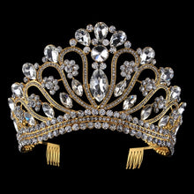Load image into Gallery viewer, Her Royal Tiara-Rhinestone Headpiece with Comb for Wedding - Beauty Pageant Crown - Prom - Quinceanera