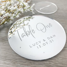 Load image into Gallery viewer, Personalized Script Elegant Special Event Acrylic Mirror Table Numbers With Holder