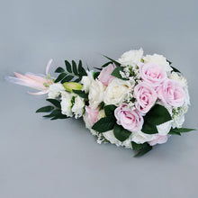 Load image into Gallery viewer, Wedding Artificial Hand Tied Rose Bride Bouquet - Cascade Style