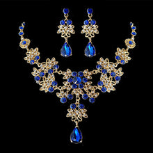Load image into Gallery viewer, Princesa Crystal Tiaras and Jewelry Sets in Assorted Colors with Rhinestone Earrings with Necklace