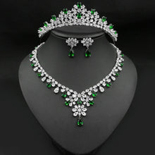 Load image into Gallery viewer, Fashion Floral Motif Tiara-Crown Necklace and Earring Set for Bride or Mis Quince