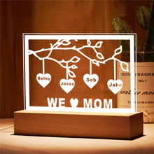 Load image into Gallery viewer, Personalized Family Tree Sign with LED USB Acrylic Night Light - Custom Laser Engraved