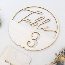 Load image into Gallery viewer, Rustic Wooden Table Numbers With Holder - Acrylic Silver and Gold Finish Available