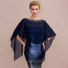 Load image into Gallery viewer, A Touch of Shimmer Chiffon Shawl Evening Cover up- Bridal Shawl-Cape