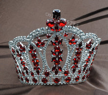 Load image into Gallery viewer, Fancy Red Crystal Queen Crown for Quinceanera or Pageant - Hair Ornaments- Jewelry Accessories